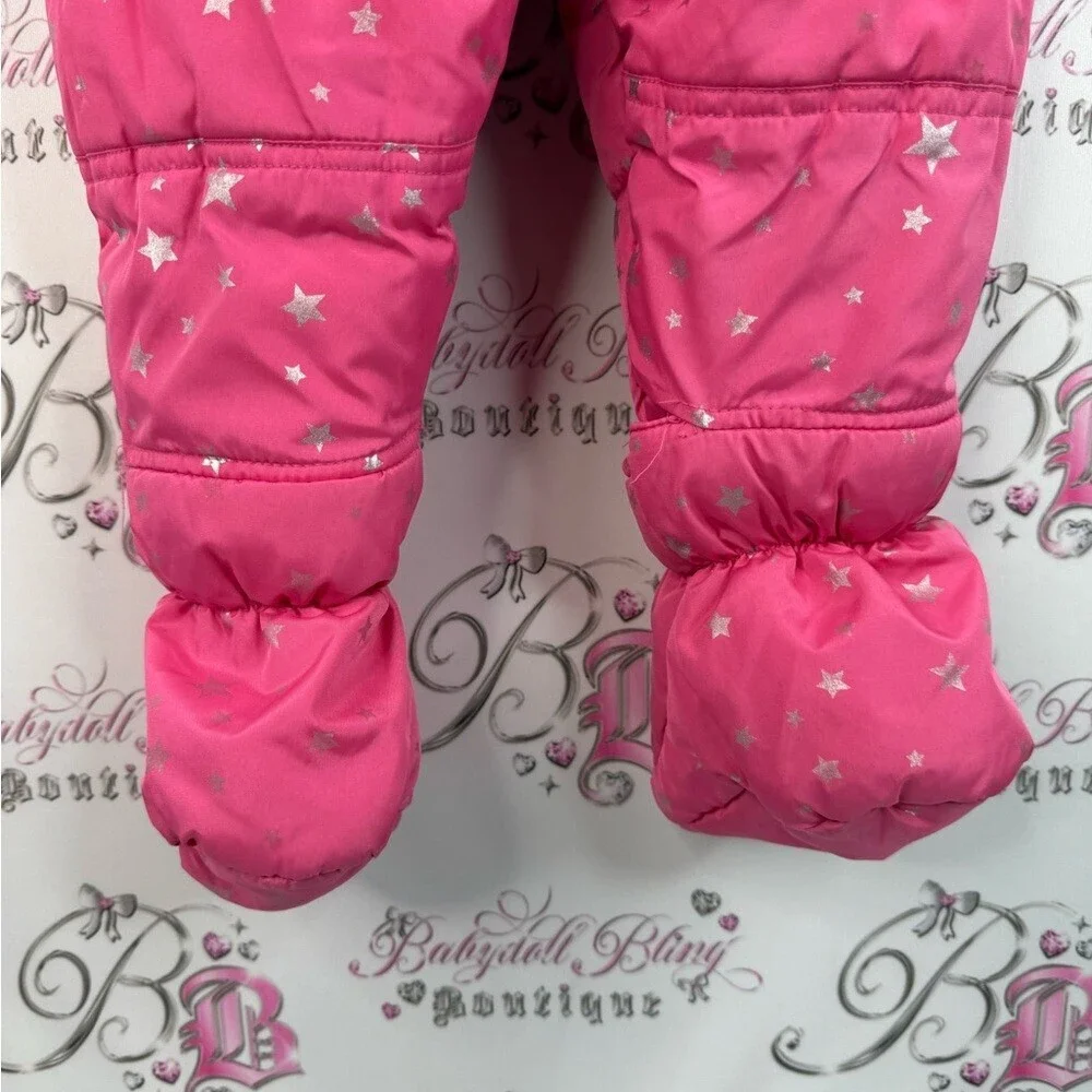 Carter's snowsuit one piece shiny stars silver Pink and Gray Snowsuit